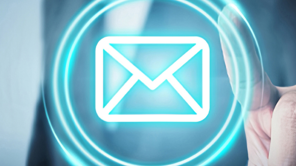 Glowing mail icon with a finger pointing to it