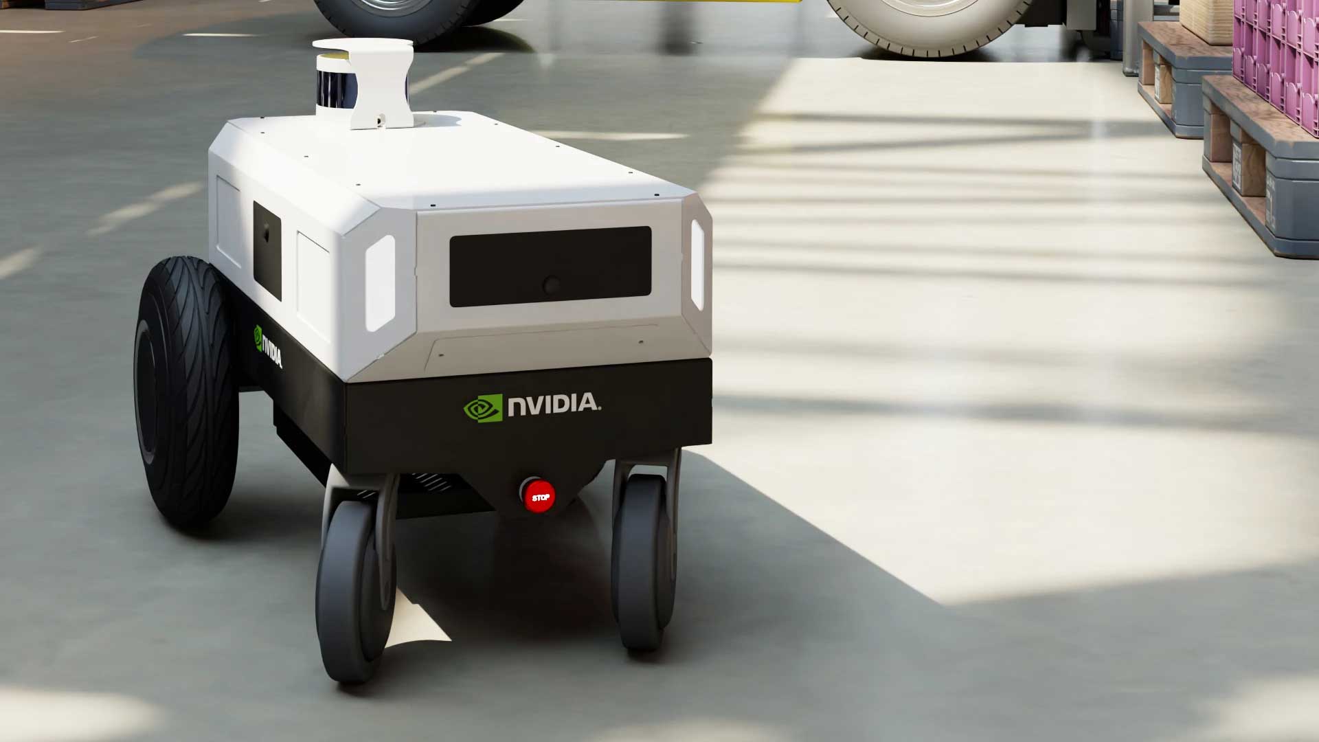 Small NVIDIA robot with wheels
